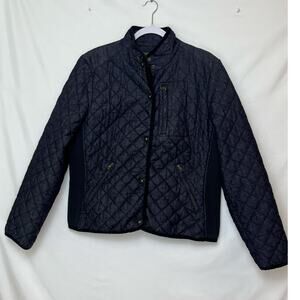 L-RL Lauren Active Women’s XL Black Denim Long Sleeve Button Front Barn Jacket